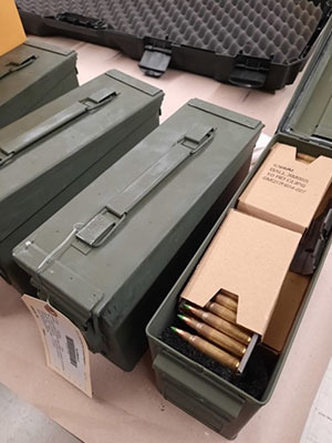 metal boxes of armour piercing ammunition