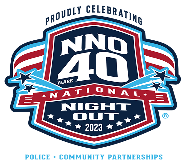 National Night Out 2023 Logo - Proudly Celebrating 40 years - Police Community Partnerships