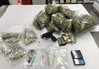 bags of drugs and money